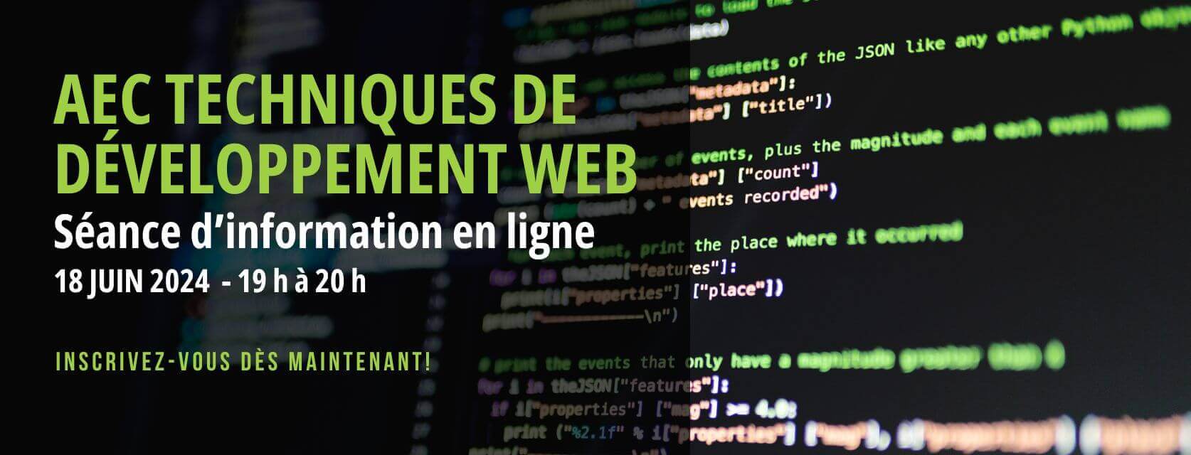 Séance d'information en développement Web - 18 juin 2024 de 19 h à 20 h