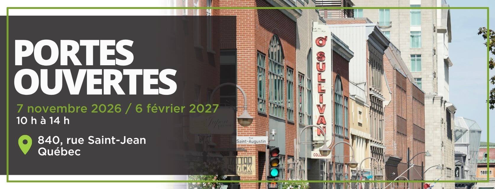 Portes ouvertes 7 novembre 2026 - 6 février 2027